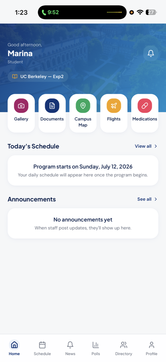 Eduexplora Connect home screen